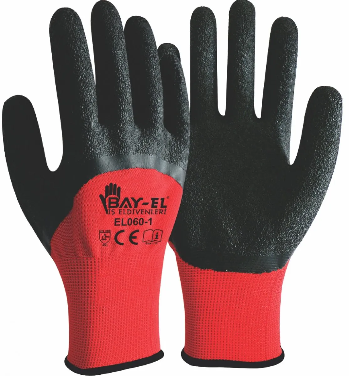 BAY-EL KIRMIZI LATEX ELDİVEN SİYAH 3/4  NO:10 TAM KAPLAMA (EL060)