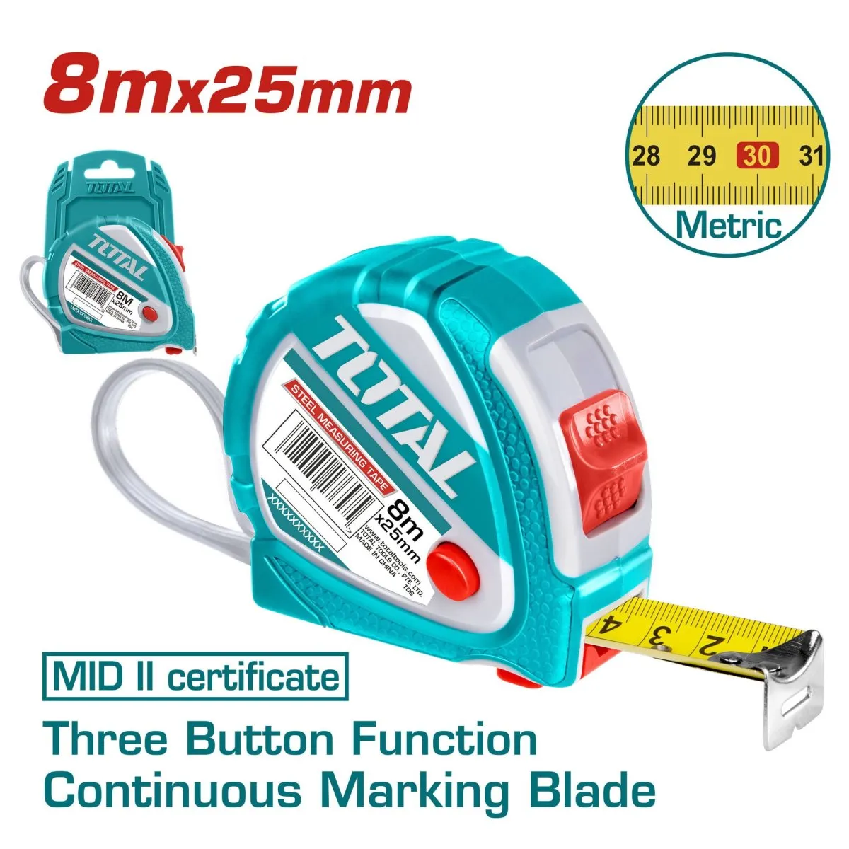 TOTAL ŞERİT METRE 8 METRE X 25 MM