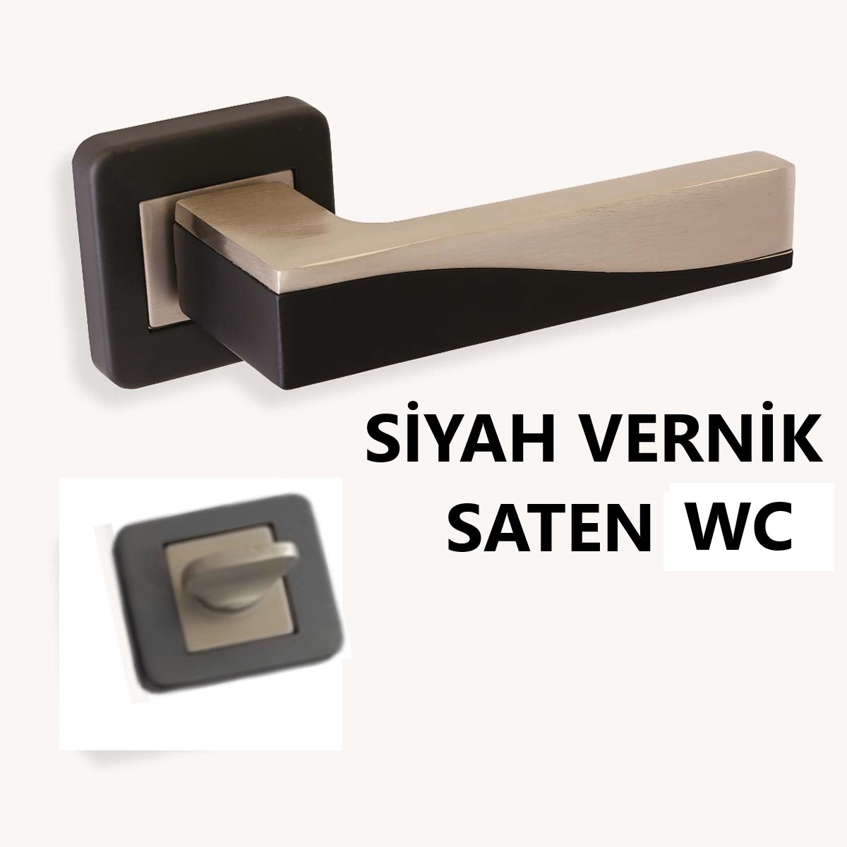 ALÜ. DERYA KARE ROZETLİ MAT SİYAH VERNİK SATEN WC