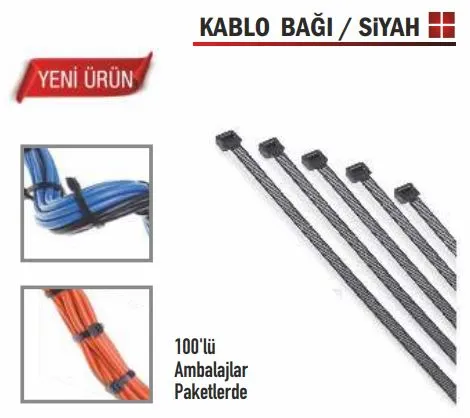 BAY-TEC CIRT KELEPÇE 4,8X200 MM SİYAH (100 ADET / PK)