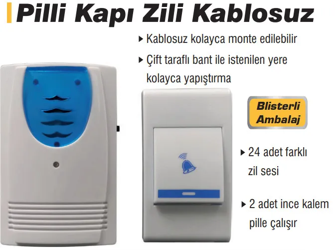 DMAX PİLLİ KAPI ZİLİ KABLOSUZ ÖZS-8562