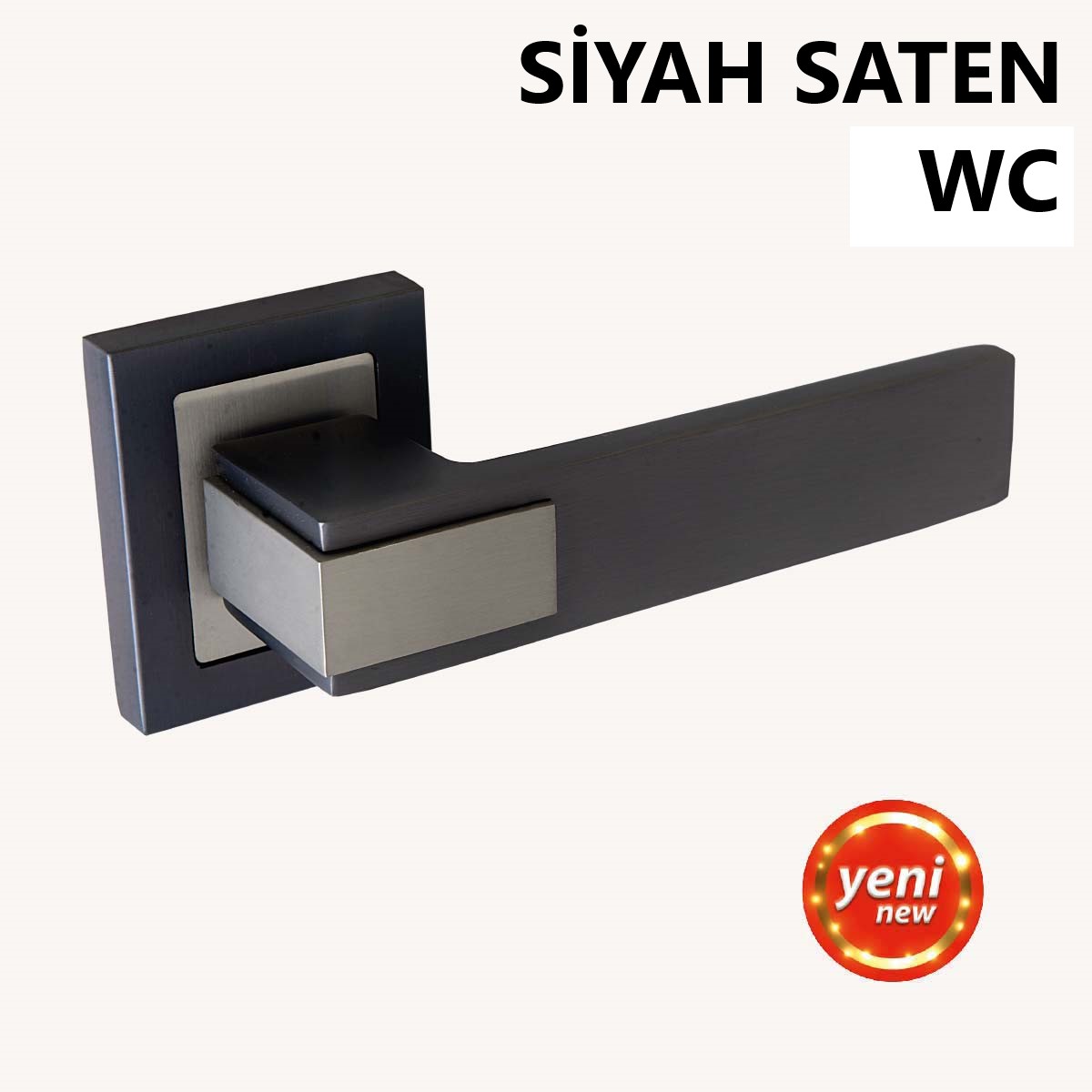SOFU ALÜ. ASUDE KARE ROZETLİ WC MAT SİYAH SATEN