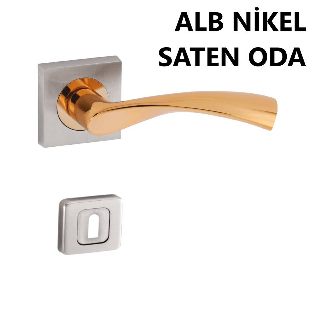 SOFUOĞLU ZAMAK LERZAN KARE ROZETLİ ALB. NİK. SATEN ODA KAPI KOLU