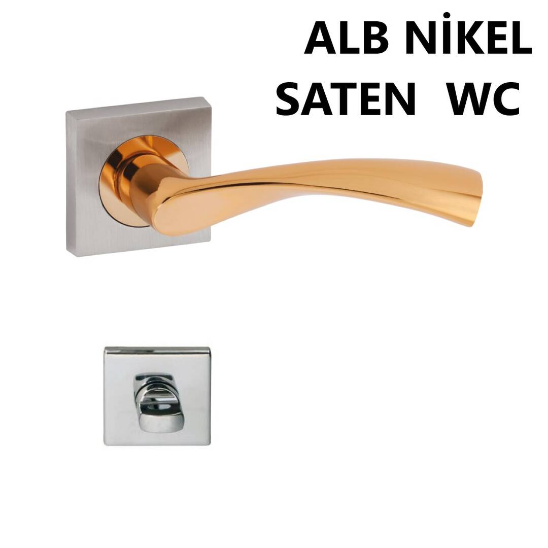SOFUOĞLU ZAMAK LERZAN ANKA KARE ROZETLİ ALB. NİK. SATEN WC KAPI KOLU