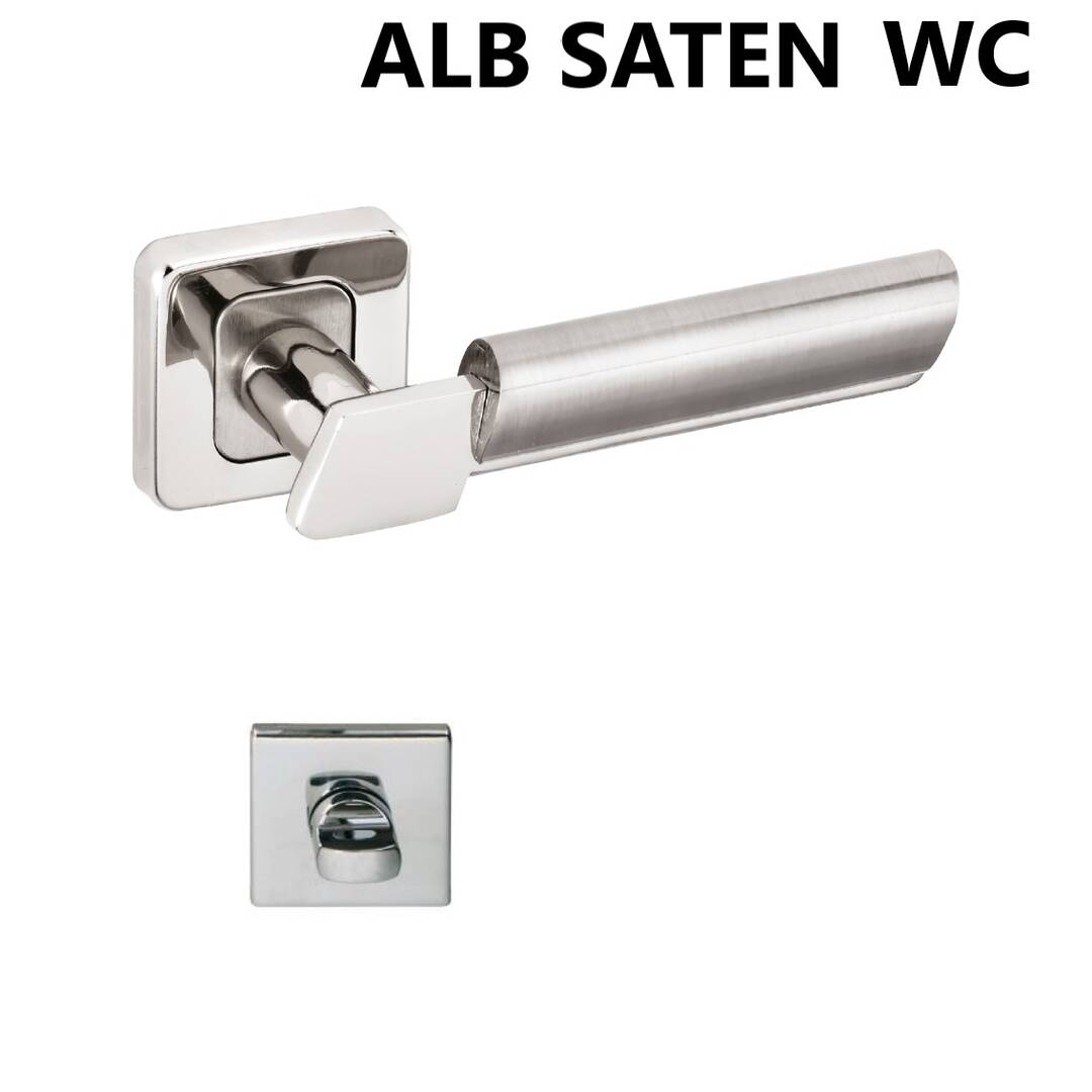 SOFUOĞLU ZAMAK LİNDA KARE ROZETLİ  ALB. SATEN WC KAPI KOLU