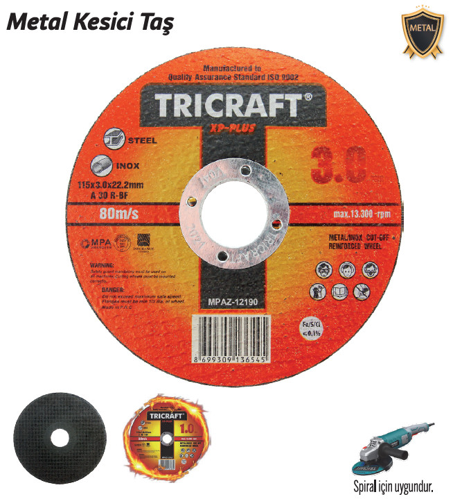 TRİCRAFT METAL KESİCİ TAŞ 230X3.0X22MM