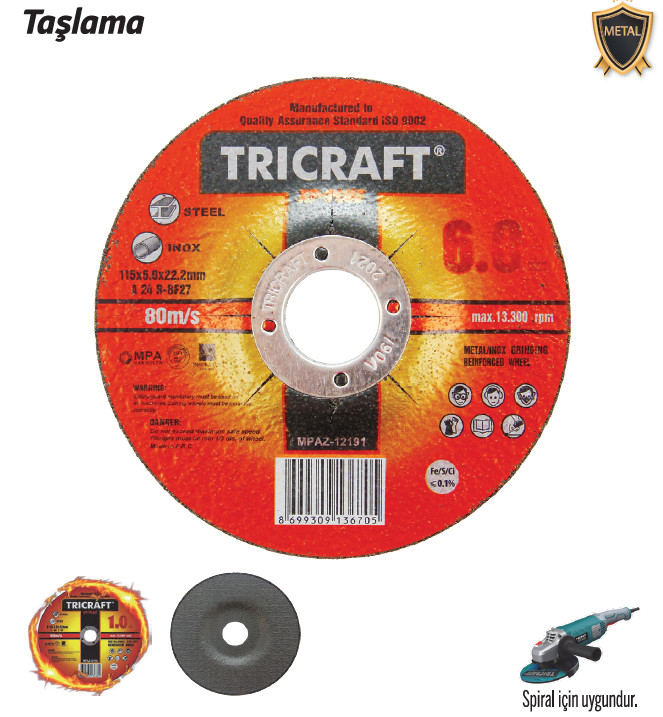 TRİCRAFT TAŞLAMA 115X6.0X22MM