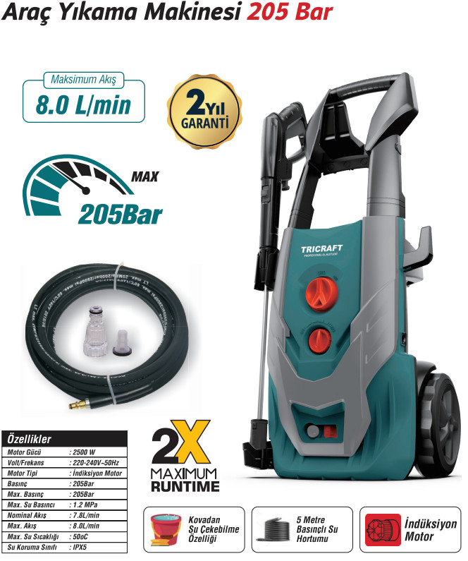 TRİCRAFT ARAÇ YIKAMA MAKİNASI 205 BAR