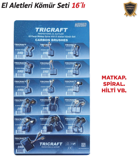 TRİCRAFT EL ALETLERİ KÖMÜR SETİ 16 LI