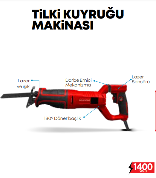 SOLESTAR TİLKİ KUYRUĞU MAKİNESİ LAZER SENSÖRLÜ 1400 W
