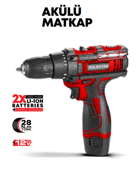 SOLESTAR AKÜLÜ MATKAP 12 V-28 NM