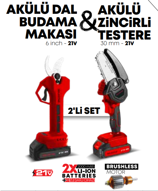 SOLESTAR AKÜLÜ DAL BUDAMA VE AKÜLÜ ZİNCİRLİ TESTERE SET