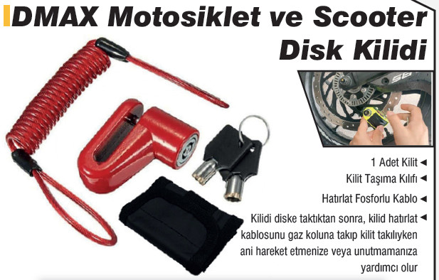 DMAX MOTOSİKLET VE SCOOTER DİSK KİLİDİ