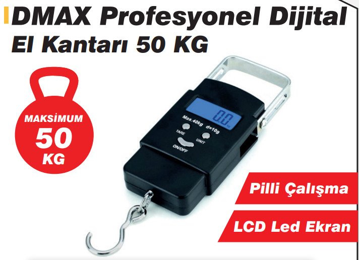 DMAX PROFESYONEL DİJİTAL EL KANTARI 50 KG