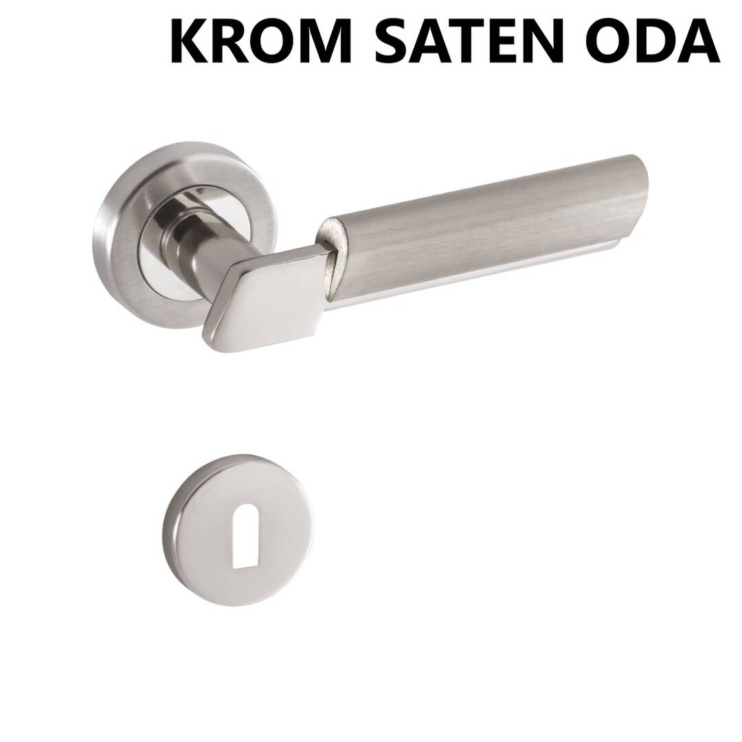 ALÜ. LİNDA ROZETLİ KROM SATEN ODA KAPI KOLU