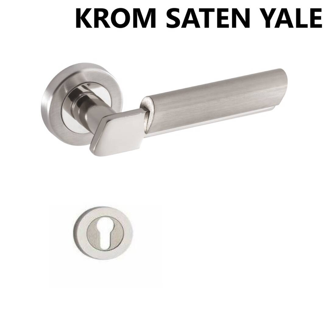 ALÜ. LİNDA ROZETLİ KROM SATEN YALE KAPI KOLU