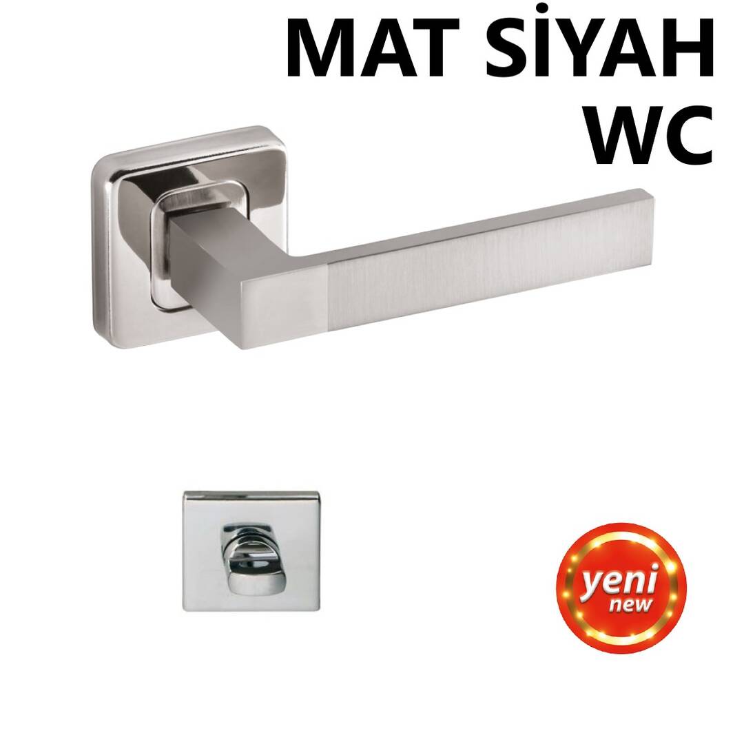 ALÜ. POLAT KARE ROZETLİ MAT SİYAH WC KAPI KOLU