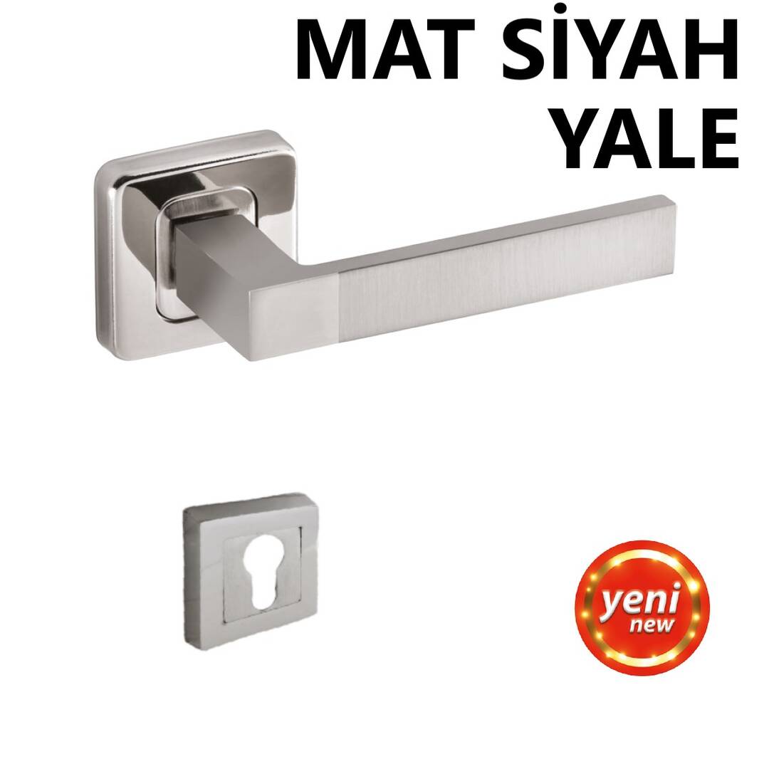 ALÜ. POLAT KARE ROZETLİ MAT SİYAH YALE KAPI KOLU