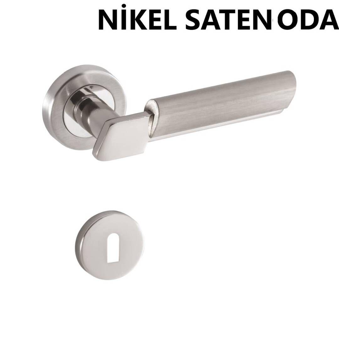 ALÜ. LİNDA ROZETLİ NİKEL SATEN ODA KAPI KOLU