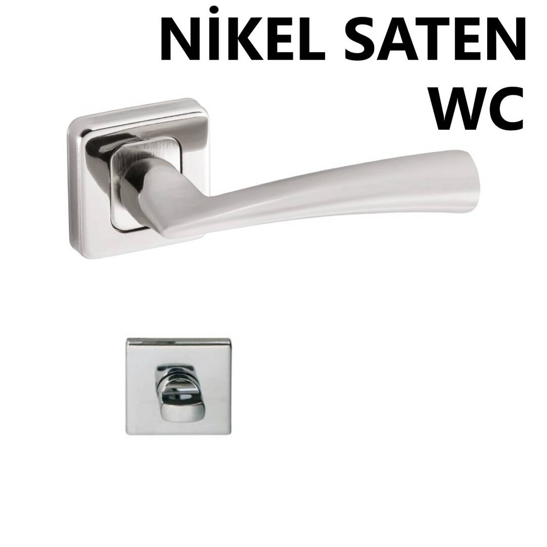 ALÜ. HAZAL KARE ROZETLİ NİKEL SATEN WC KAPI KOLU