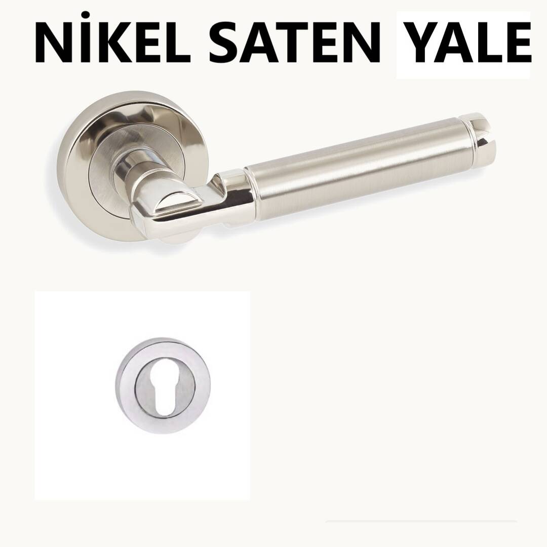 ALÜ. ŞEBBOY ROZETLİ NİKEL SATEN YALE KAPI KOLU