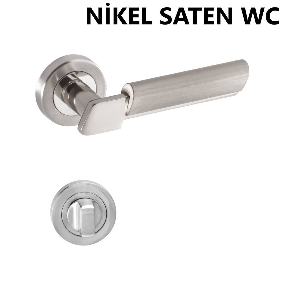 ALÜ. LİNDA ROZETLİ NİKEL SATEN WC KAPI KOLU