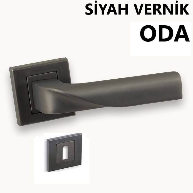 ALÜ. NOYAN KARE ROZET MAT SİYAH VERNİK ODA KAPI KOLU
