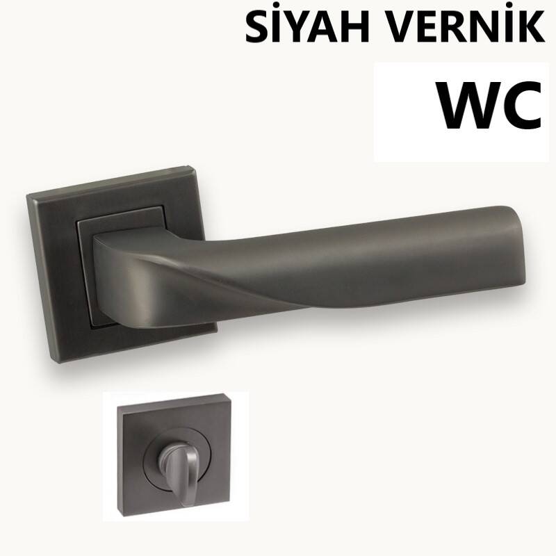 ALÜ. NOYAN KARE ROZET MAT SİYAH VERNİK WC KAPI KOLU