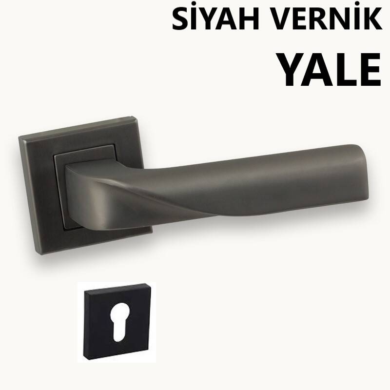 ALÜ. NOYAN KARE ROZET MAT SİYAH VERNİK YALE KAPI KOLU