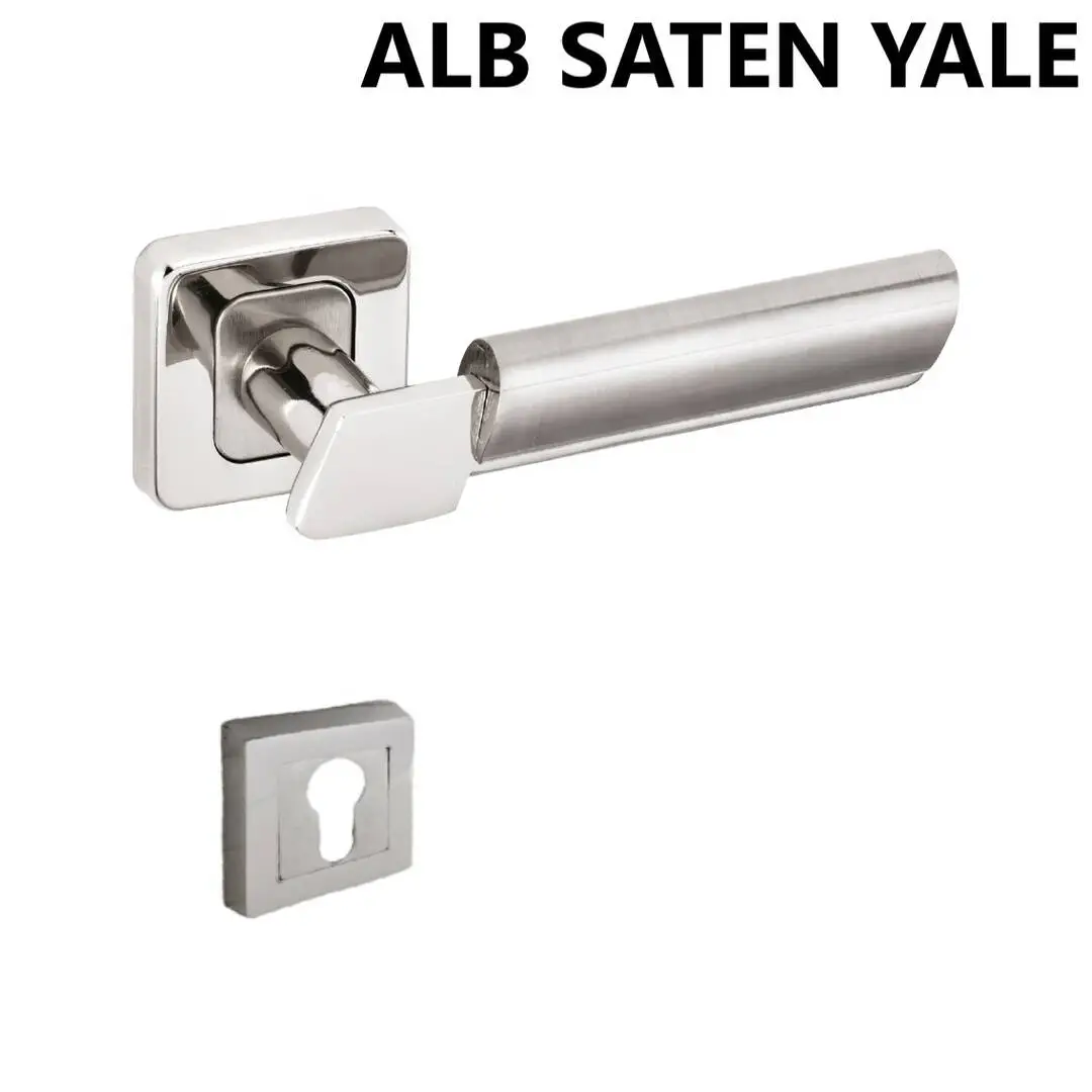 ALÜ LİNDA KARE ROZETLİ ALB SATEN YALE KAPI KOLU